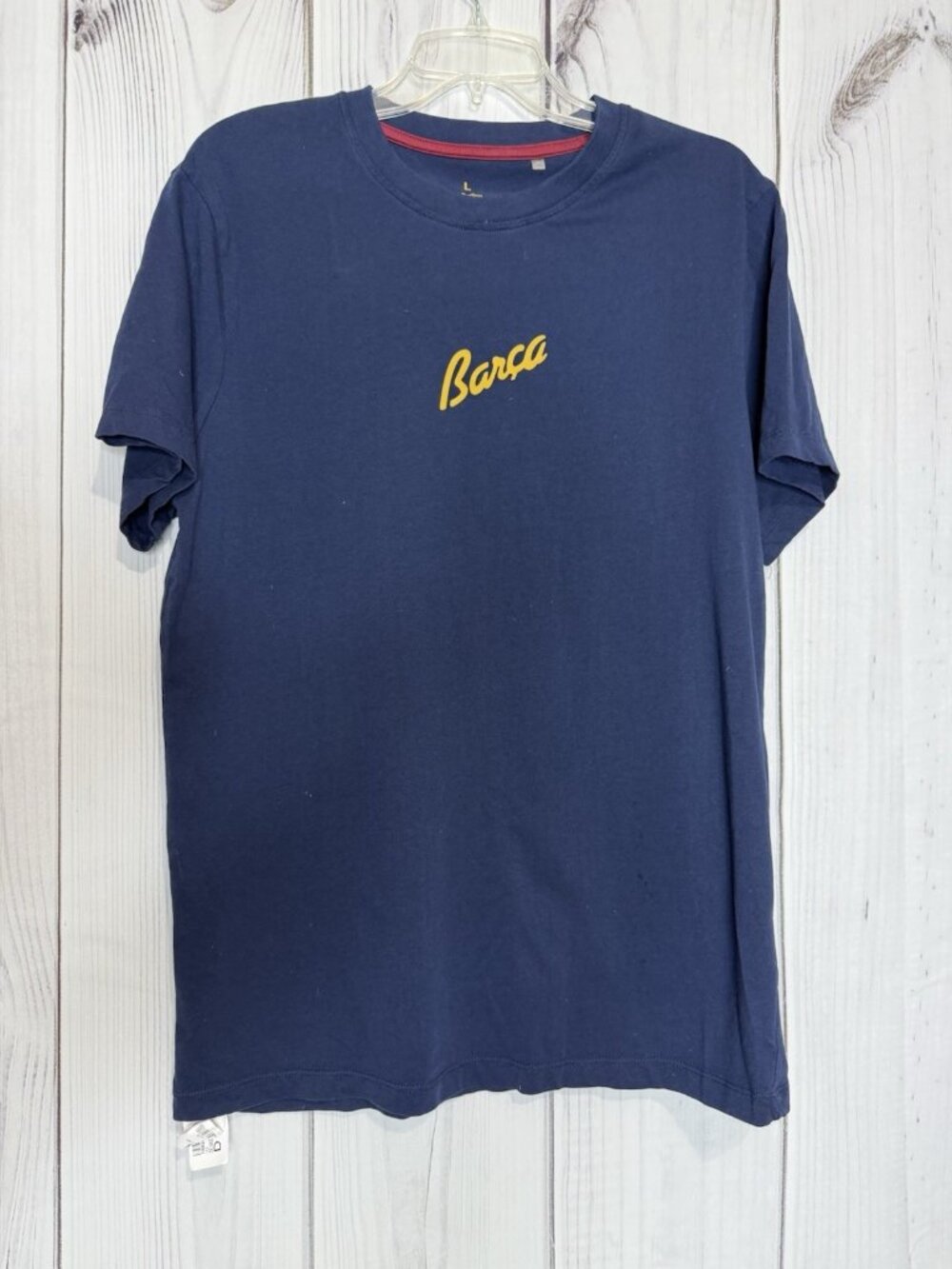 FC Barcelona Core Navy Blue T-Shirt Sz L Barca Mens Short Sleeve Soccer Futbol
